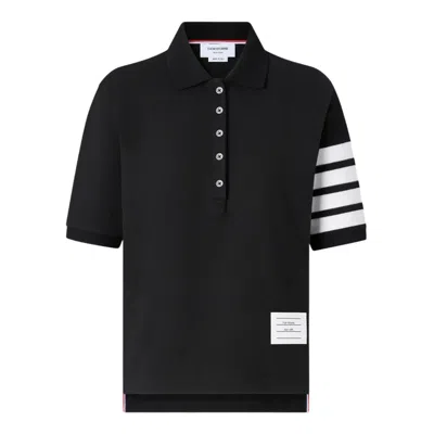 Thom Browne Short Sleeve Polo In Black