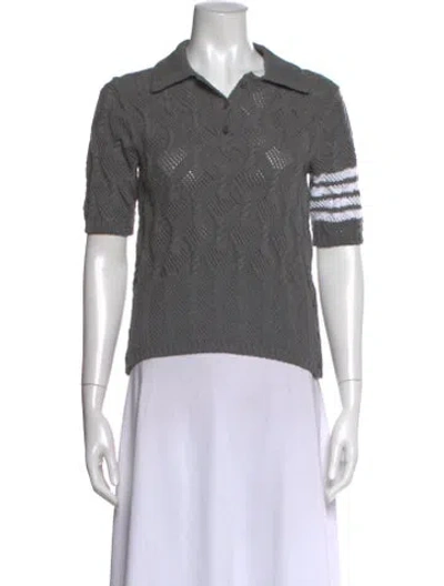 Pre-owned Thom Browne Short Sleeve Polo In Gray