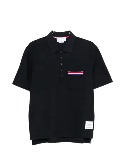 Thom Browne Logo-embroidery Polo Shirt In Black