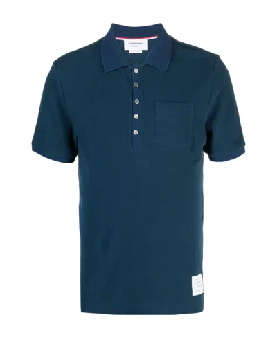 Thom Browne Short-sleeve Polo Shirt In Blue