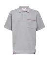 Thom Browne Rwb Stripe Polo Shirt In Gray