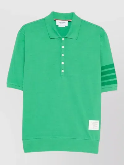 Thom Browne Short Sleeve Polo Shirt Rib Cuff 4 Bar In Green