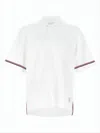 Thom Browne Short-sleeve Polo Shirt With Striped Accents In White