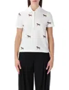 Thom Browne Short Sleeve Polo W/ Horse Half Drop Emb In White