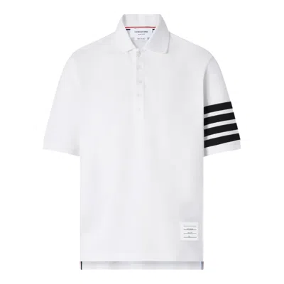Thom Browne Short Sleeve Polo In White