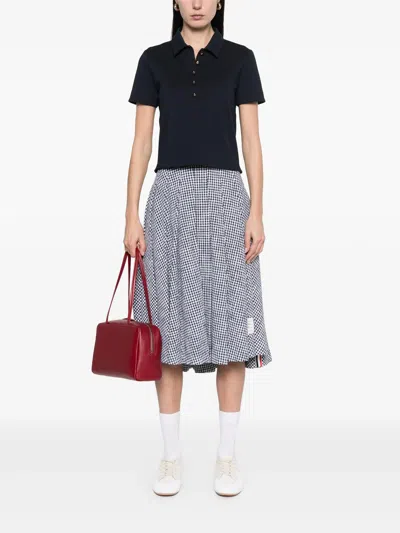 Thom Browne Short Sleeve Polo With Anchor In Gray