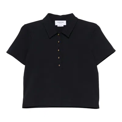 Thom Browne Short Sleeve Polo With Anchor In Gray