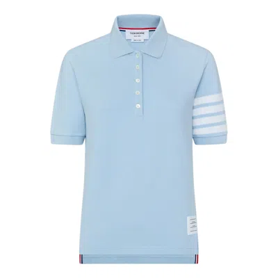 Thom Browne Short Sleeve Polo With Engineered Bar Women In White