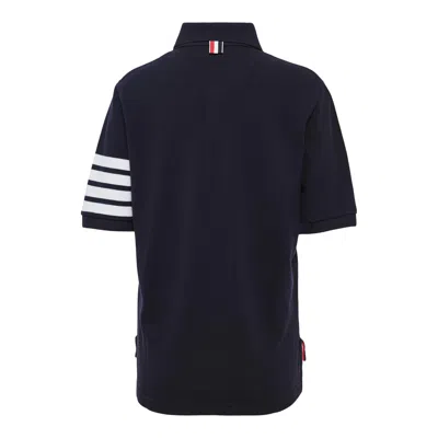Thom Browne Short Sleeve Polo Women In Blue