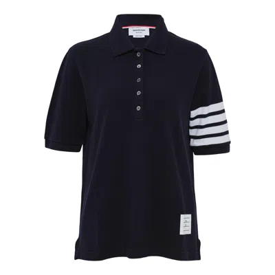 Thom Browne Short Sleeve Polo Women In Blue