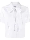 Thom Browne Poplin Shirt With Short Sleeves And Bow In White