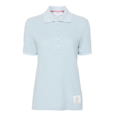 Thom Browne Short Sleeve Rib Cuff Polo In Blue