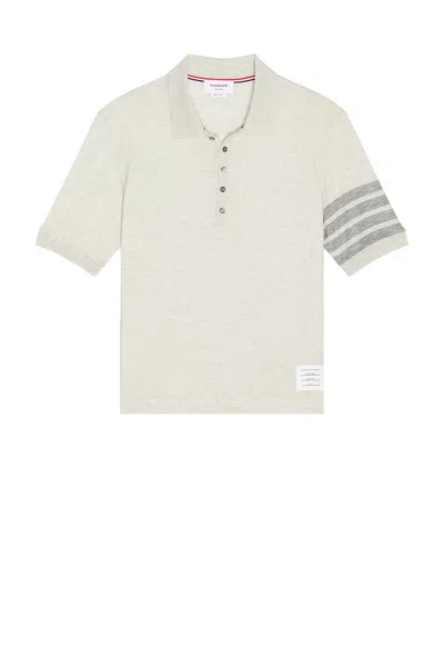 Thom Browne Short Sleeve Rib Cuff Polo In Gray