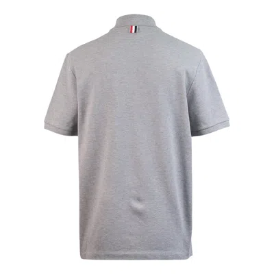Thom Browne Short Sleeve Rib Cuff Polo In Gray