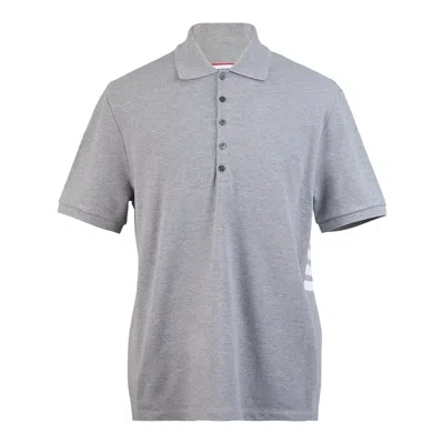 Thom Browne Short Sleeve Rib Cuff Polo In Gray