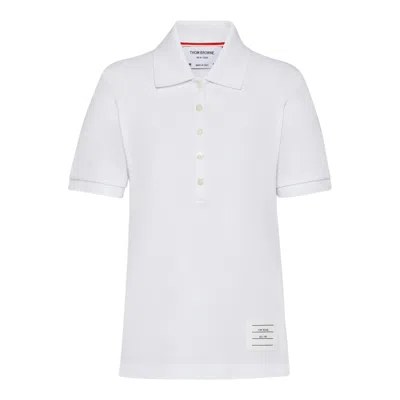 Thom Browne Short Sleeve Rib Cuff Polo In Gray