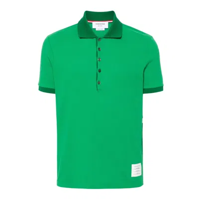 Thom Browne Short Sleeve Rib Cuff Polo In Gray