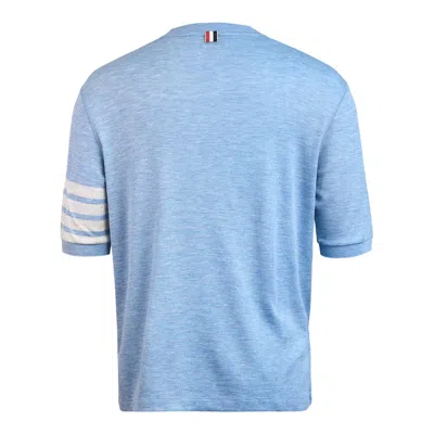 Thom Browne Short Sleeve Rib Cuff Polo In Blue