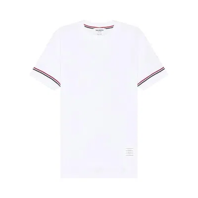 Pre-owned Thom Browne Short-sleeve Rib Cuff Tee In Cotton Waffle 'natural White' | Men's Size 5