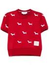 Thom Browne Short-sleeve Rib-cuff Tee In Red