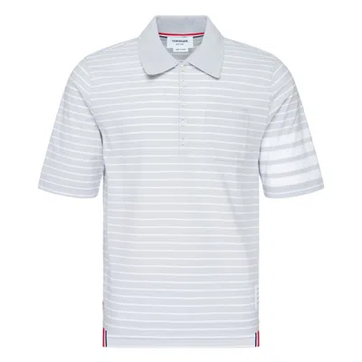 Thom Browne Short Sleeve Striped Polo In Multi
