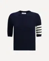 Thom Browne Short Sleeve Sweater In Blue