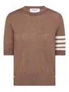 Thom Browne Merino Wool Jersey Stitch 4-bar Tee In Brown