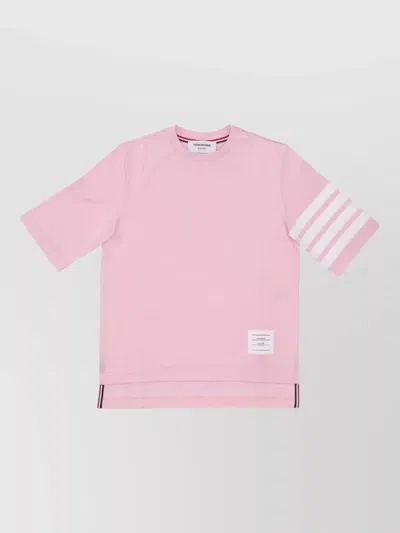 Thom Browne Short Sleeve T-shirt Engineered 4 Bar Jersey In Pink