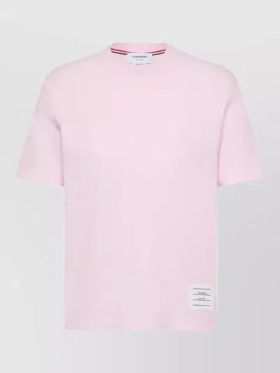 Thom Browne Short Sleeve T-shirt Engineered 4 Bar Stripe In Pink