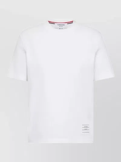 Thom Browne Short Sleeve T-shirt Engineered Stripe Pique In White
