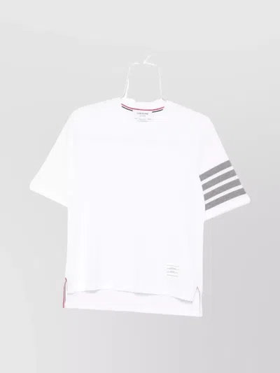 Thom Browne Short Sleeve T-shirt W/ 4 Bar Stripe In White