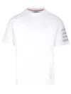 Thom Browne 4-bar Stripes Crewneck T-shirt In White