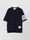 Thom Browne Striped Sleeve Crew Neck Cotton T-shirt In Black