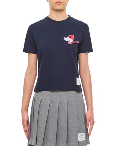 Thom Browne Hector-patch Short-sleeve T-shirt In Blue