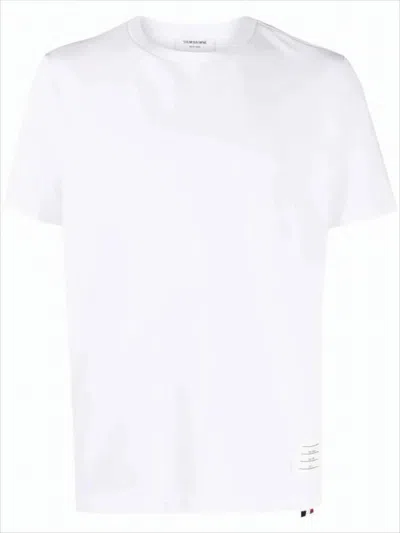 Thom Browne Short-sleeve T-shirt With Vertical Tricolor Stripe In White