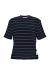 Thom Browne Dark Blue Striped T-shirt In Black