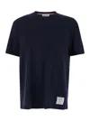 Thom Browne Blue T-shirt With Logo Patch In Stretch Wool Man