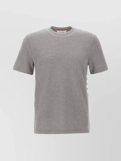 Thom Browne "short Sleeve Tee" Piqué Cotton T-shirt In Gray