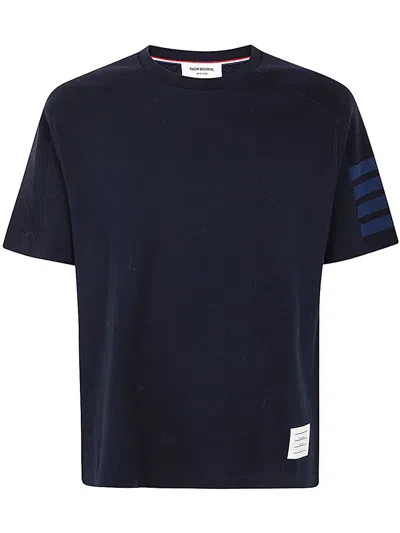 THOM BROWNE THOM BROWNE SHORT SLEEVE TEE WITH 4 BAR STRIPE IN MILANO COTTON CLOTHING