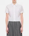 Thom Browne Short Sleeve Tucked Blouse In Poplin In White
