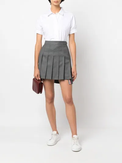 Thom Browne Short Sleeve Tucked Blouse Women In White