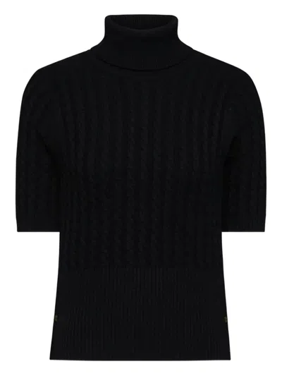 Thom Browne Short-sleeve Turtleneck Sweater In Black