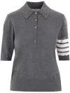 Thom Browne Short-sleeve Virgin-wool Polo Shirt In Grey