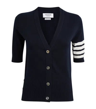 Thom Browne Striped Cashmere Cardigan In Navy