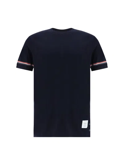 Thom Browne Short-sleeved Cuff T-shirt In Navy