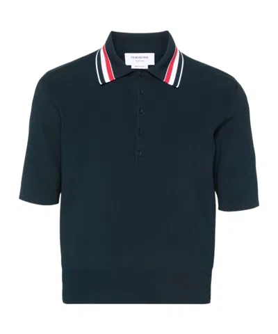 Thom Browne Short-sleeved Polo Shirt In Blue