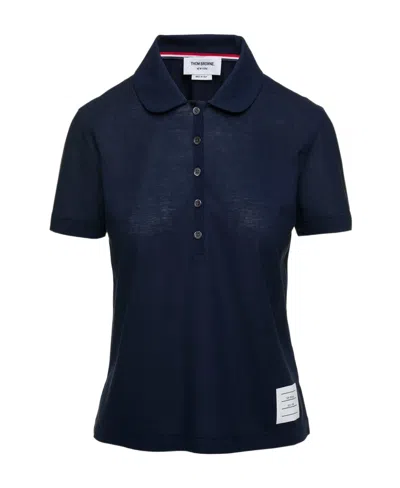 Thom Browne Short-sleeved Polo Shirt In Navy Blue