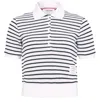 Thom Browne Ribbed Collar Striped Polo In White