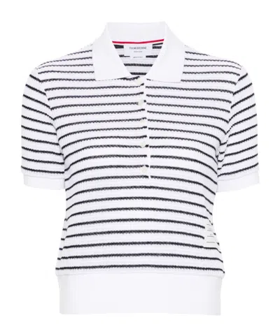 THOM BROWNE THOM BROWNE TEXTURED STRIPED POLO SHIRT