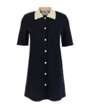 Thom Browne Collared Dress With Short Sleeves In Black